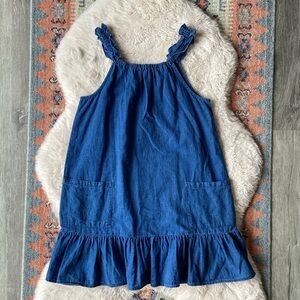 Nordstrom Peek girls denim mini dress ruffle strap summer vacay chambray kids 12